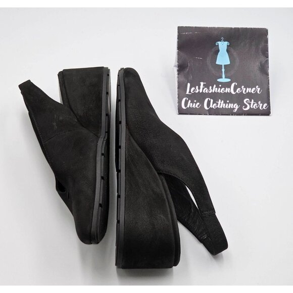 Eileen Fisher Womens Black Nubuck Leather Devi Tumbled Slingback Shoes Sz 6 2917 - Picture 14 of 16